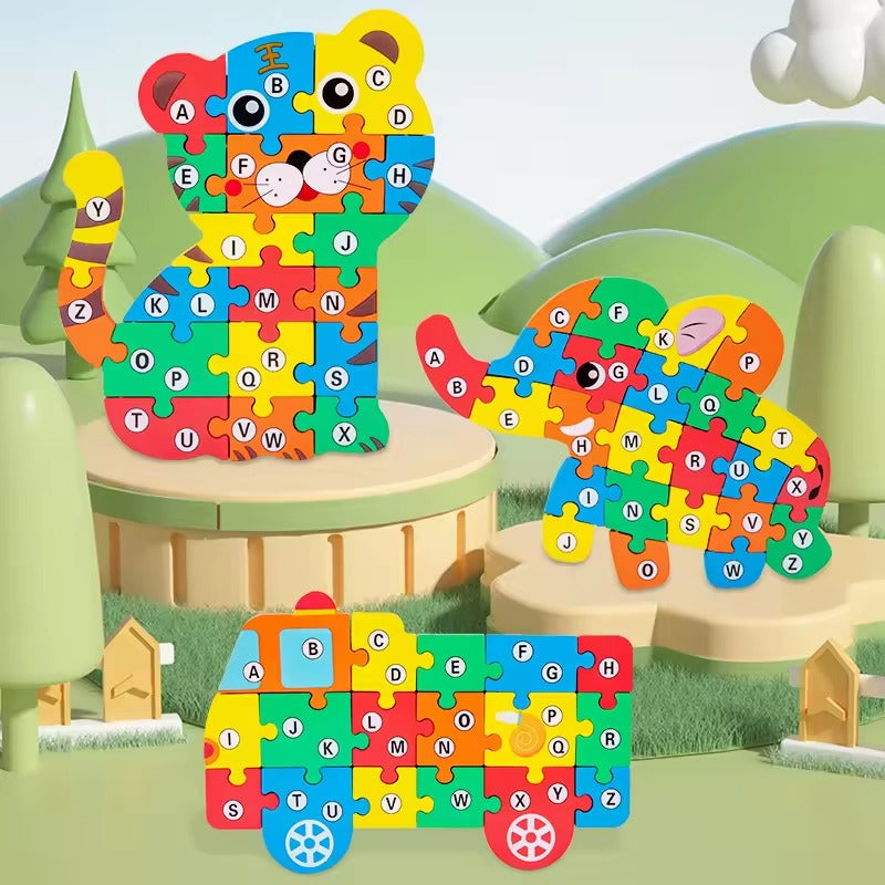 Wooden 3D Number & Sorting Puzzle 1 Piece (Assorted Designs)