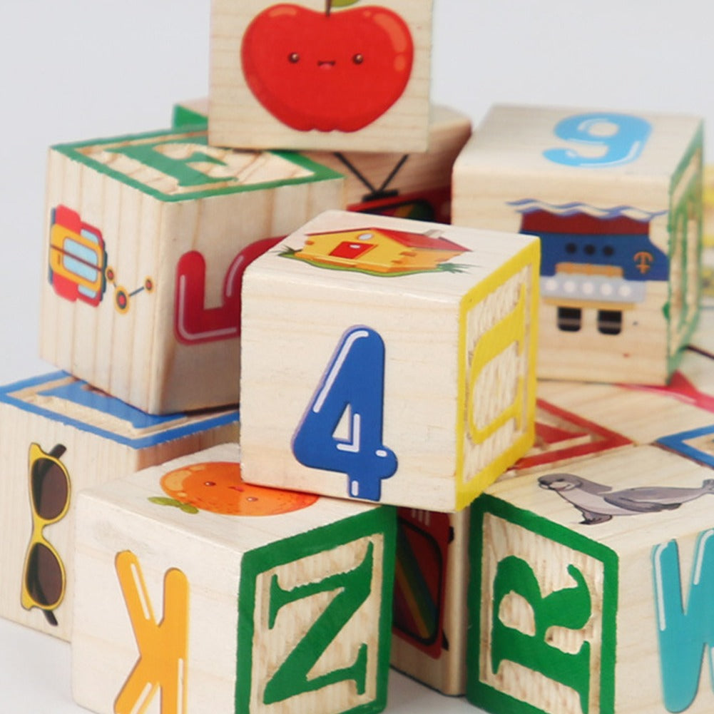 Wooden Alphabet Blocks with Wooden Storage Box