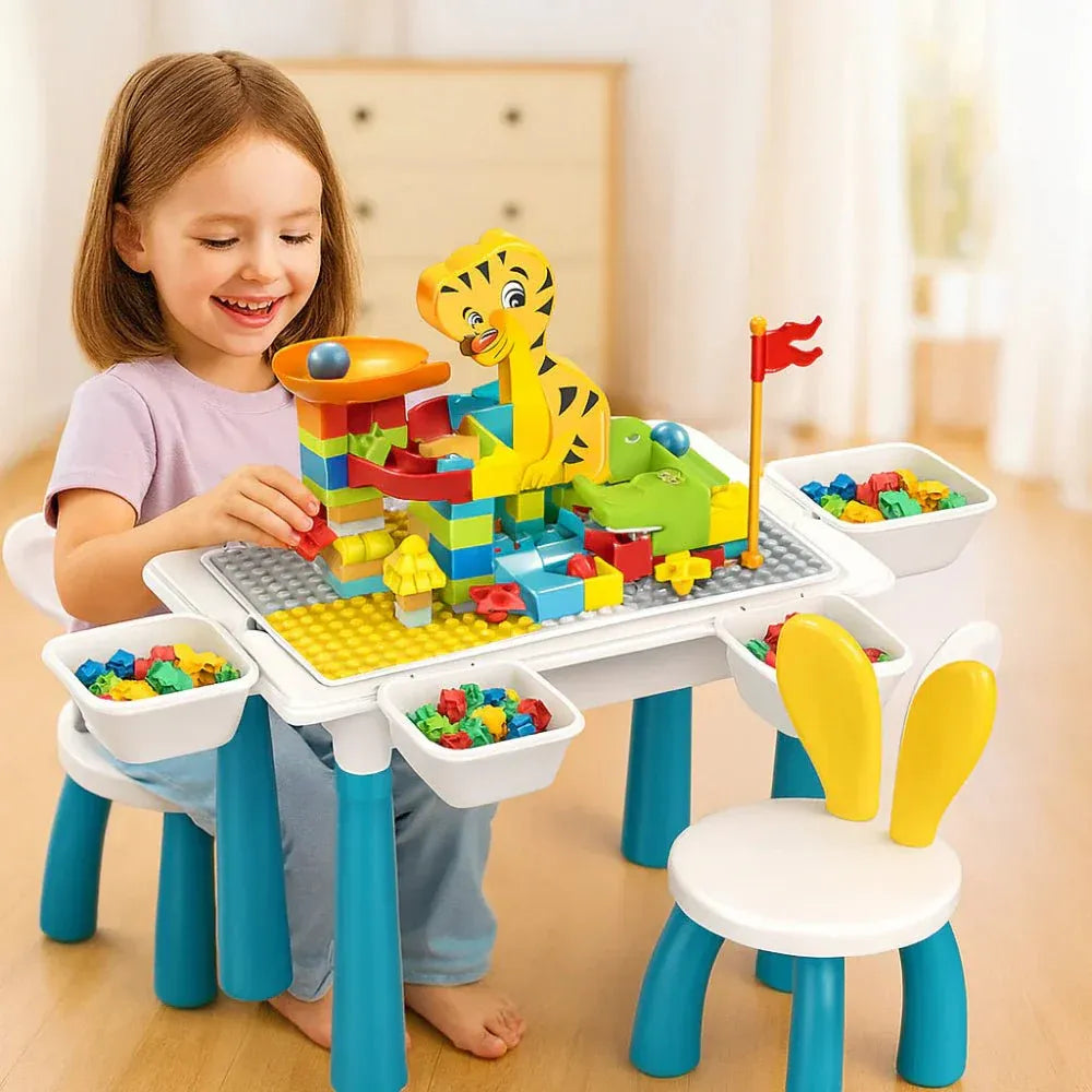 Dinosaur Building Block Table with Chair – 72 Pcs of Endless Fun!