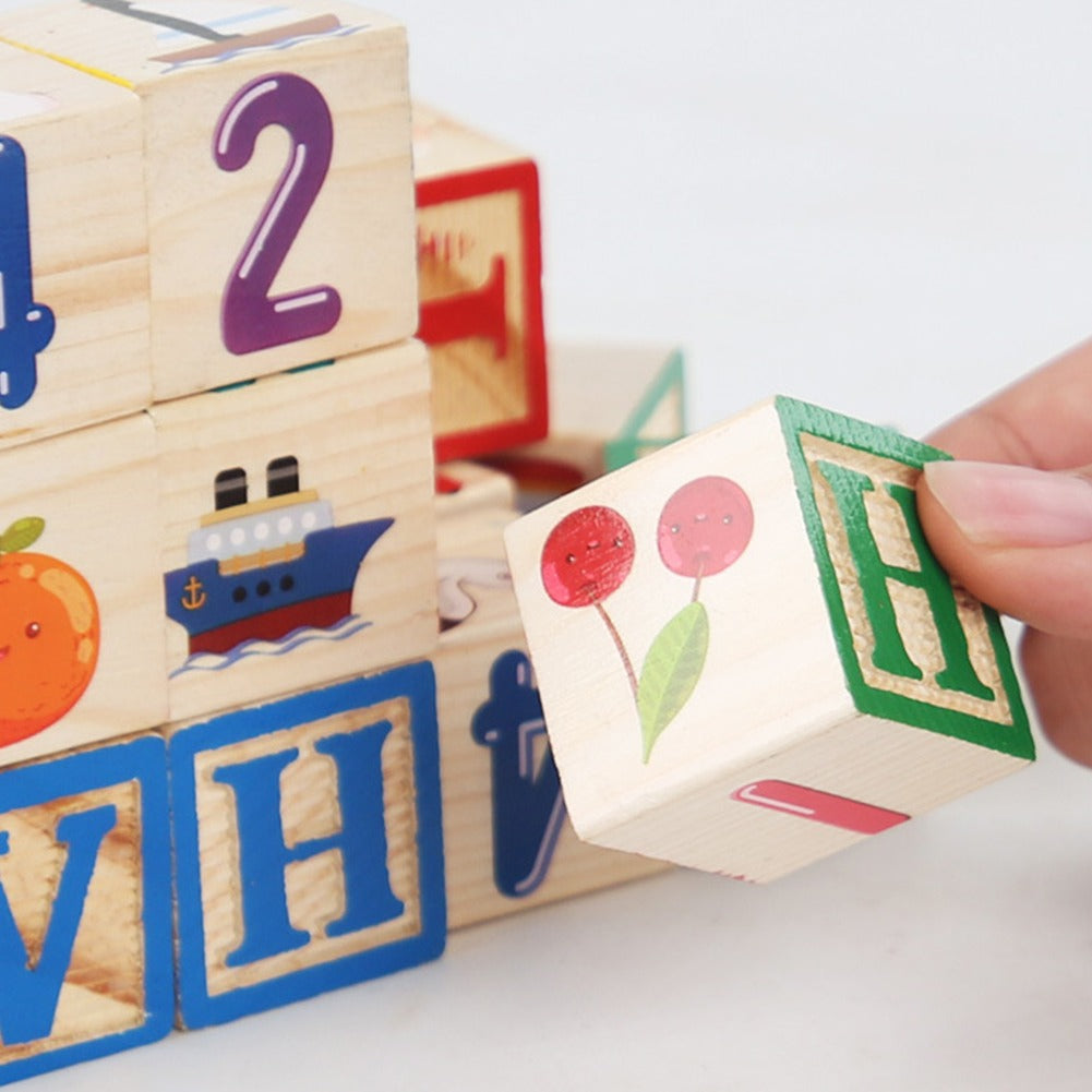 Wooden Alphabet Blocks with Wooden Storage Box