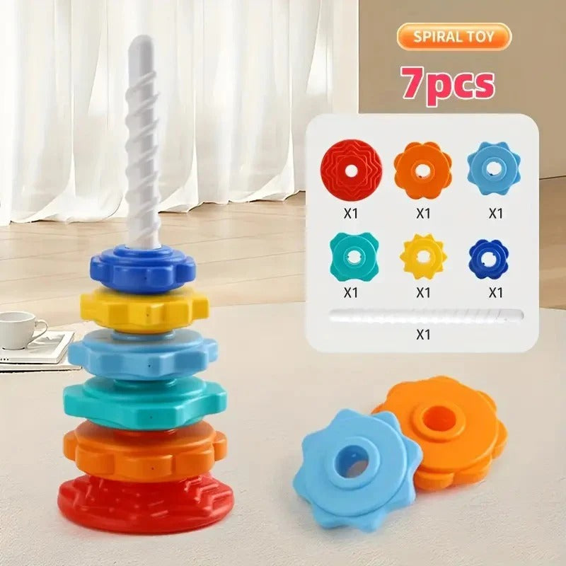 2 in 1 Rainbow Rotating Spin and Stacking Tower