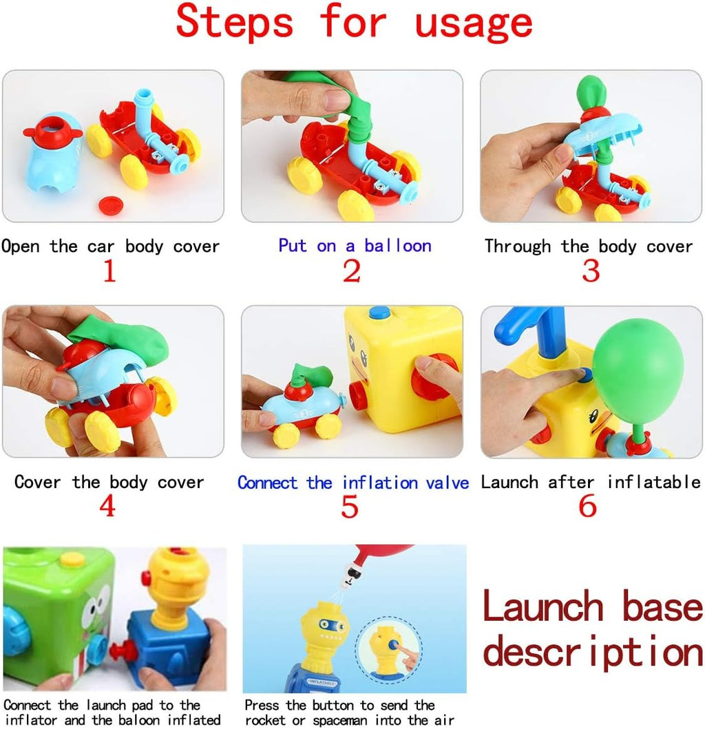 Air Pressure Balloon Powered Car Toy Set