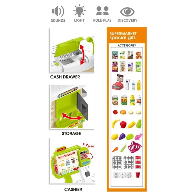 Pretend Play Supermarket Shopping Set – 67 PCS