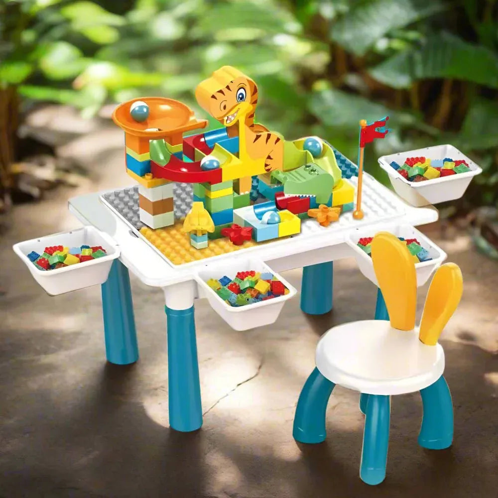 Dinosaur Building Block Table with Chair – 72 Pcs of Endless Fun!