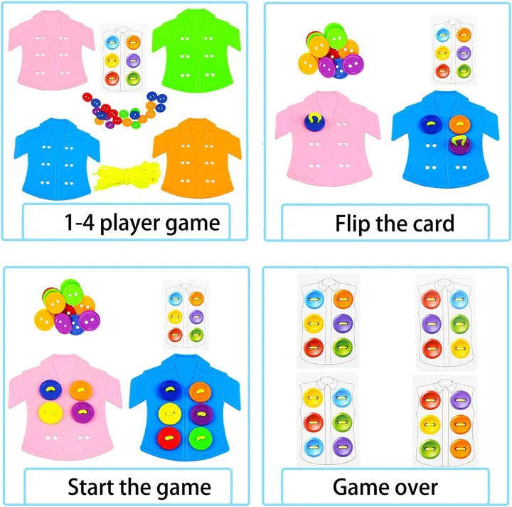 Wooden Montessori Sew-On Buttons Lacing & Threading Activity