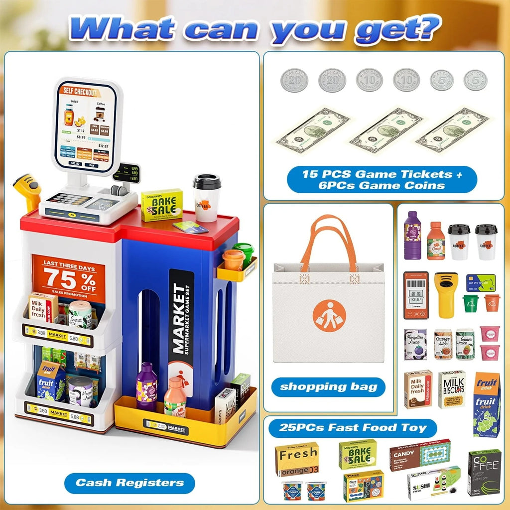Pretend Play Realistic Shopping Fun Supermarket Set