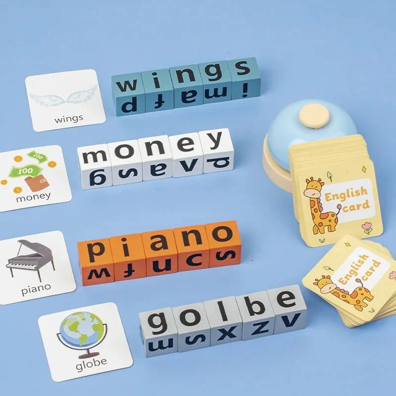 Early Education Wooden Spelling Blocks Game with Buzzer