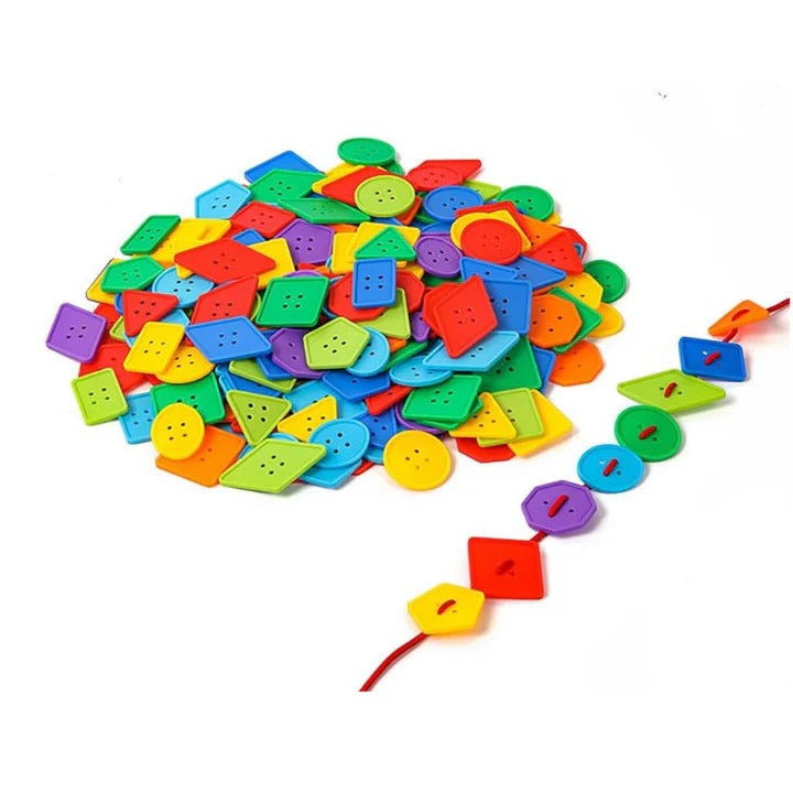 Colorful Shape Buttons Lacing & Threading Activity Set
