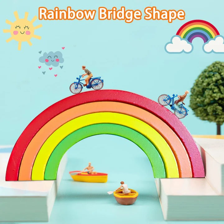 Wooden Montessori Rainbow Stacking Arch Bridge