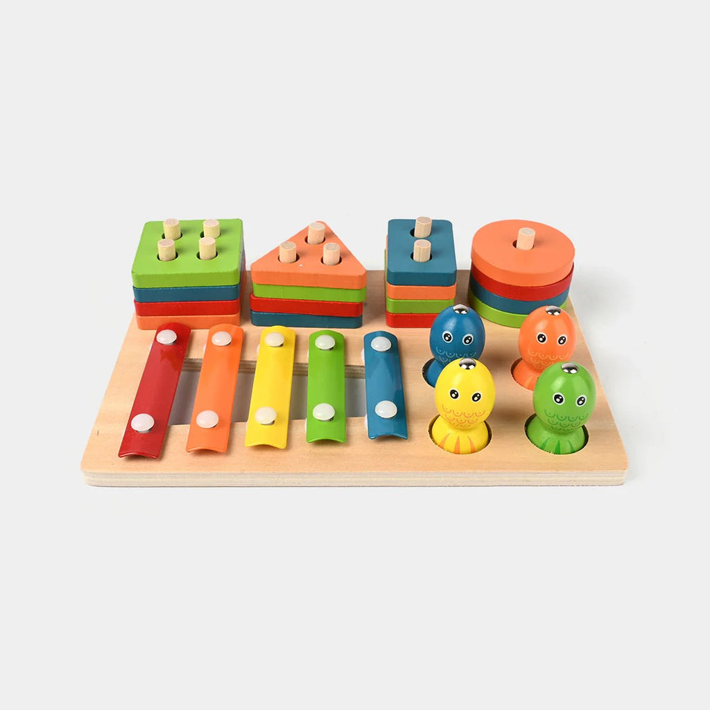 3-in-1 Wooden Montessori Playset – Sorting, Fishing & Xylophone