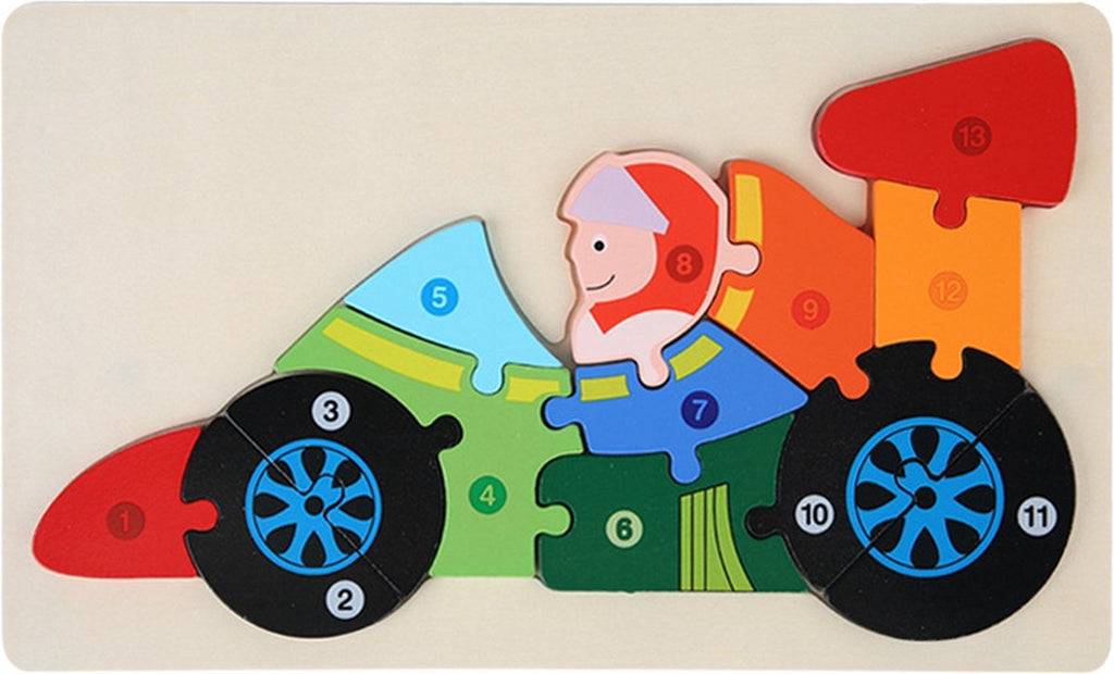 Wooden 3D Number & Sorting Puzzle 1 Piece (Assorted Designs)