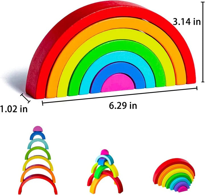 🌈 Wooden Montessori Rainbow Stacking Arch Bridge