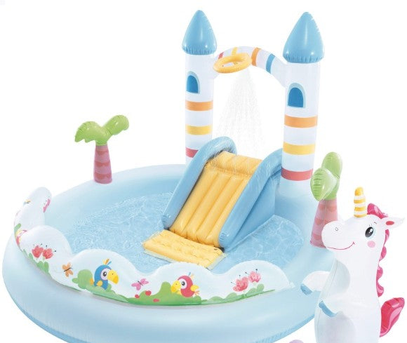 INTEX Inflatable Unicorn Castle Play Center with Slide – 196 × 178 × 127 cm