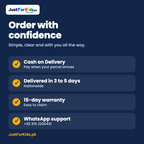Cash on Delivery, 3 to 5 day delivery, 15-day warranty and WhatsApp support