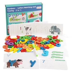 3 in 1 Wooden Number, Letter Matching and Tracing - JustForKids