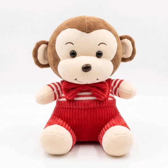 Monkey Plush Toy with Corduroy Overalls & Bowtie