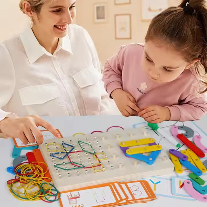 Wooden Nail Board Puzzle 2-IN-1 - JustForKids