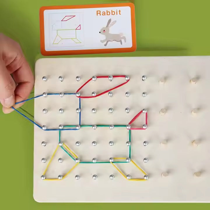 Wooden Nail Board Puzzle 2-IN-1 - JustForKids