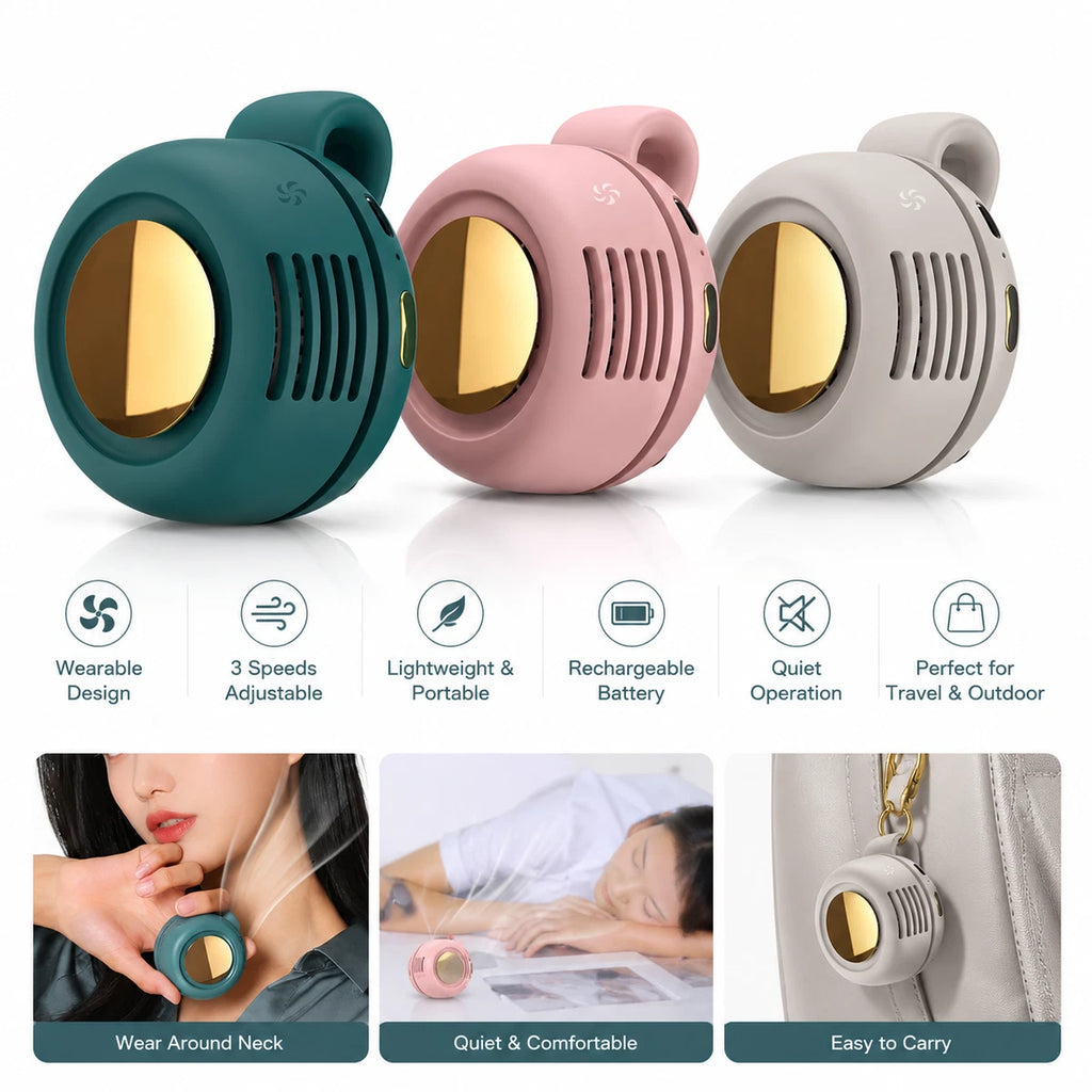 Portable Mini Neck Fan – Rechargeable Hands-Free Cooling Fan