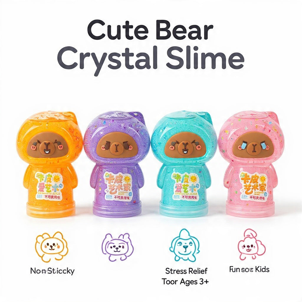 Cute Cartoon Crystal Slime Toy – Glitter Jelly Figure
