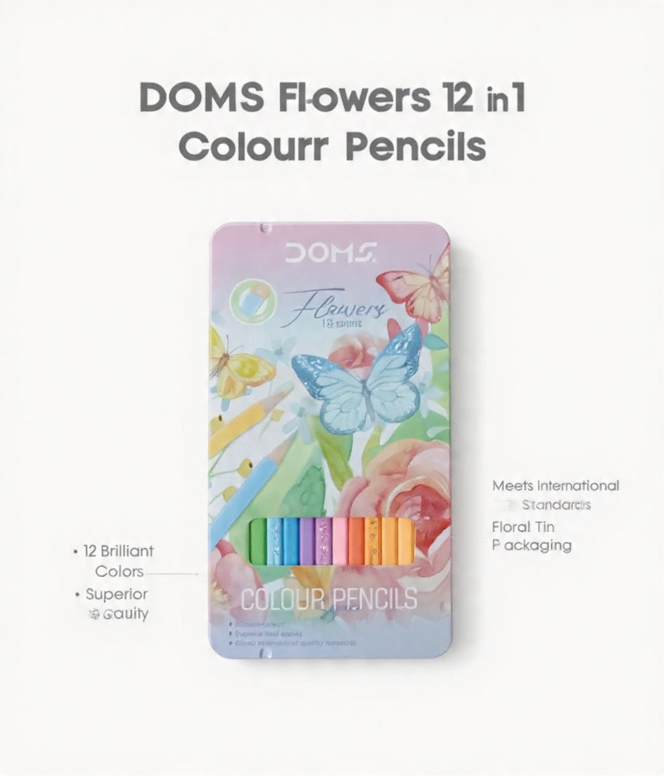 12 in 1 DOMS Flowers Colour Pencils set
