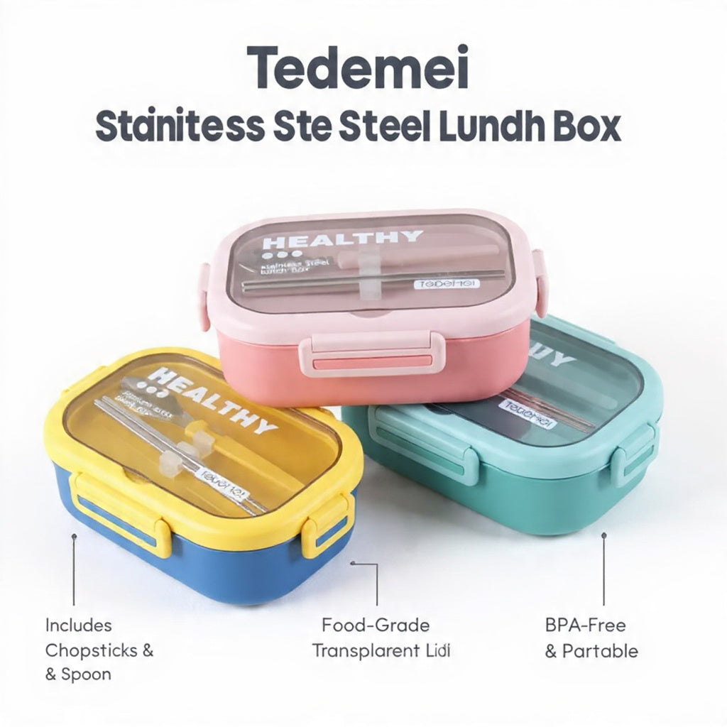 Tedemei Stainless Steel Lunch Box - Chopsticks & Spoon