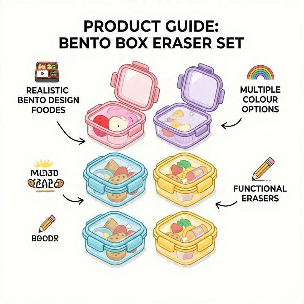 Cute Bento Box Eraser Set - Assorted Design