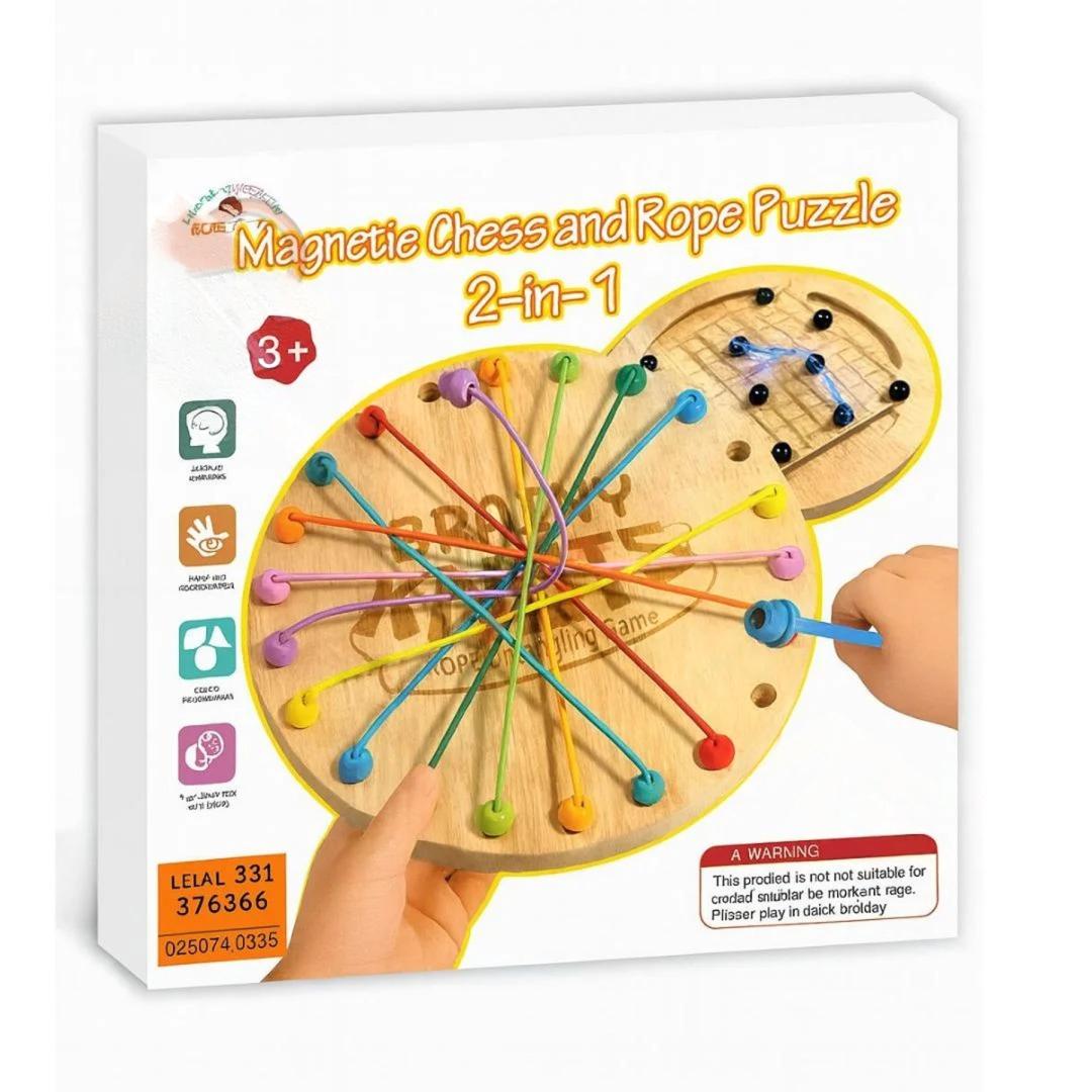 2-in-1 Magnetic Chess & Rope Puzzle Montessori Game