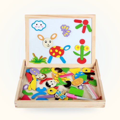 2-in-1 Montessori Magnetic Puzzle Drawing Board