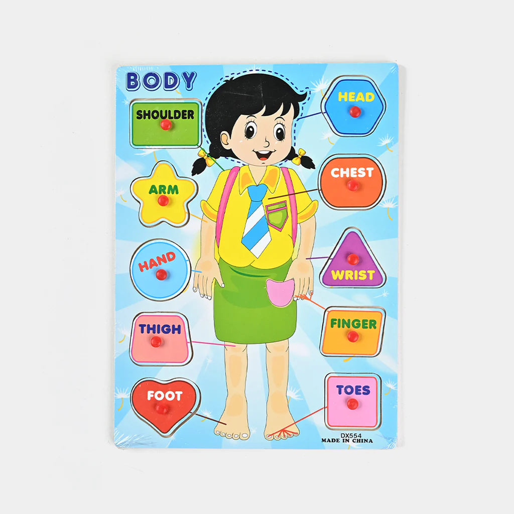 Wooden Body Parts Knob Puzzle Board for Kids